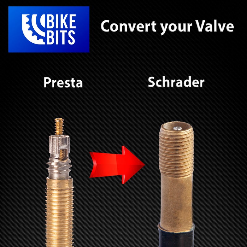 Bike Bits Presta Valve Adapter - Convert Presta to Schrader - French/UK to US - Inflate Tire Using Standard Pump or Air Compressor (5 Pack) (Black) - Image 2